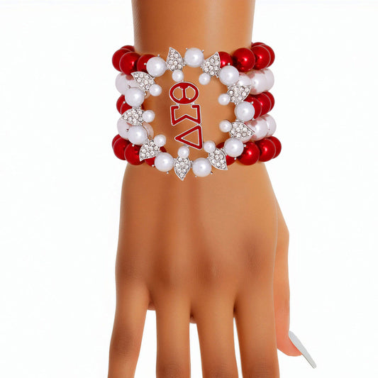 DST Red White and Red Pearl 5 Bracelets
