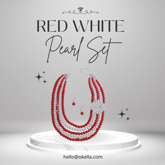 DST Sorority Red & White Pearl Statement Set