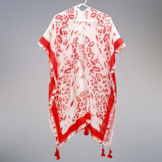 Delta Sigma Theta Inspired Red & White Leopard Kimono Shawl