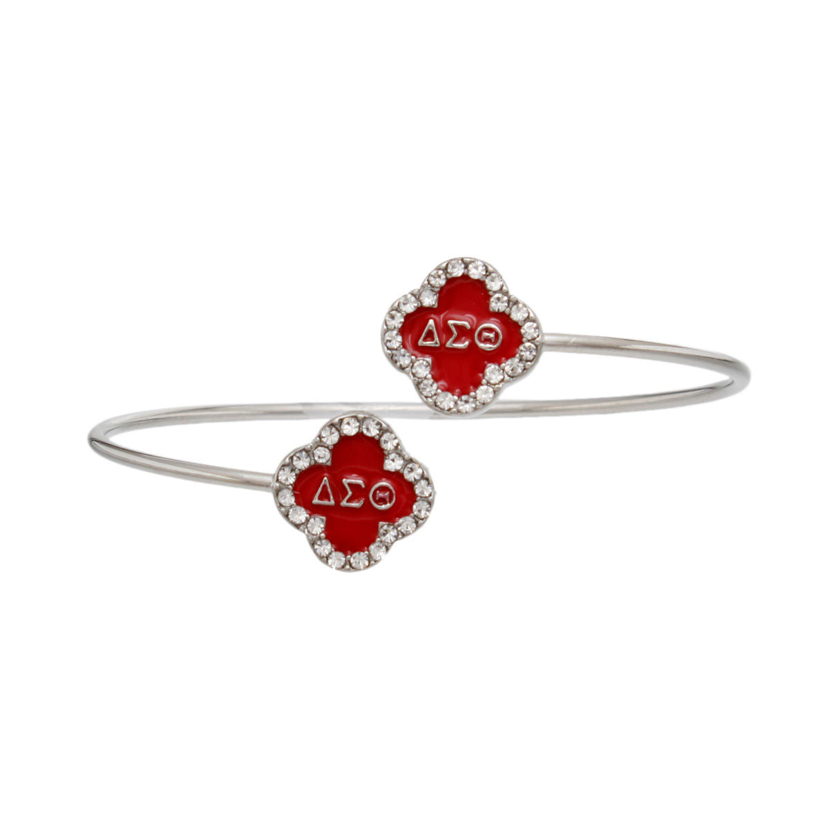 DST Sorority Rhinestone Red Clover Bracelet