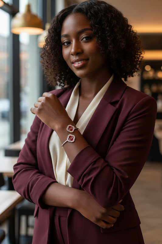 Delta Sigma Theta Sorority Red DST Clover Bracelet