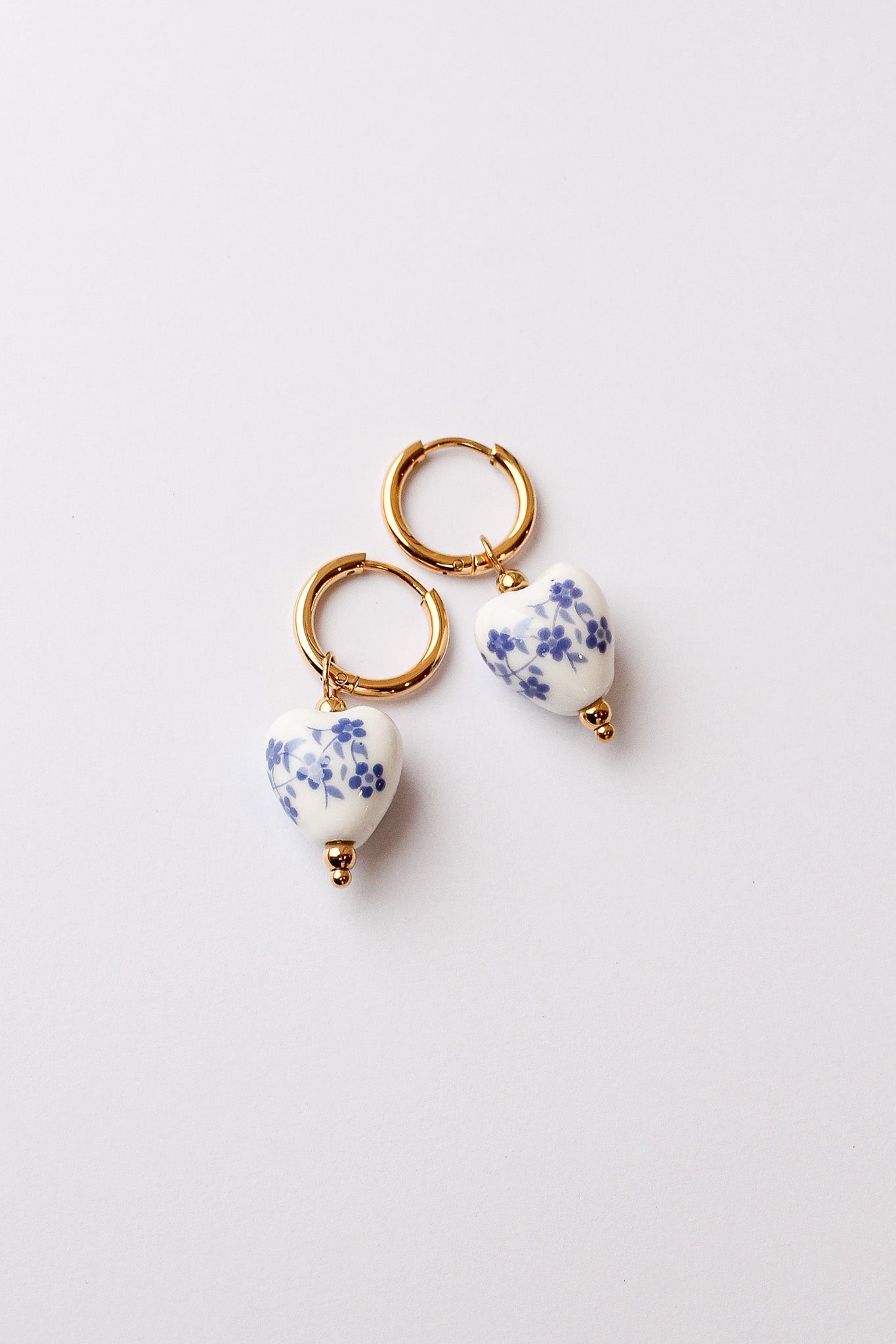 Bella Porcelain Charm Hoop Earrings - Blue