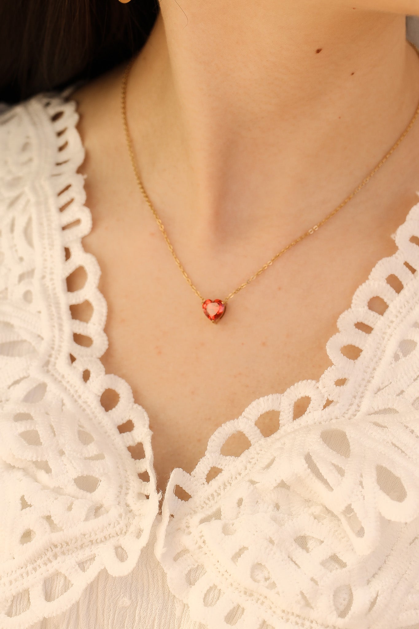 Dainty Red Heart Necklace