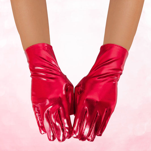 Red Metallic Formal Short Gloves DST for Women