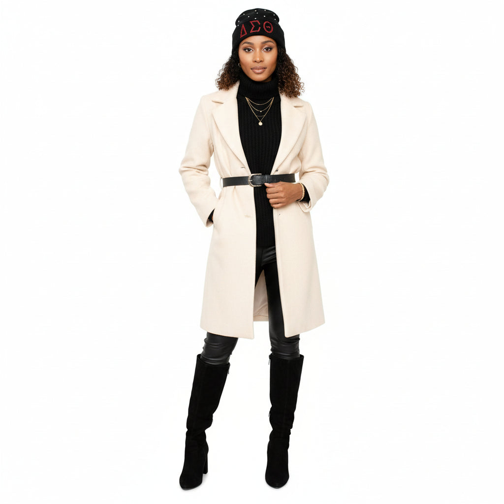 DST Sorority Pride Black Bling Winter Beanie Hat