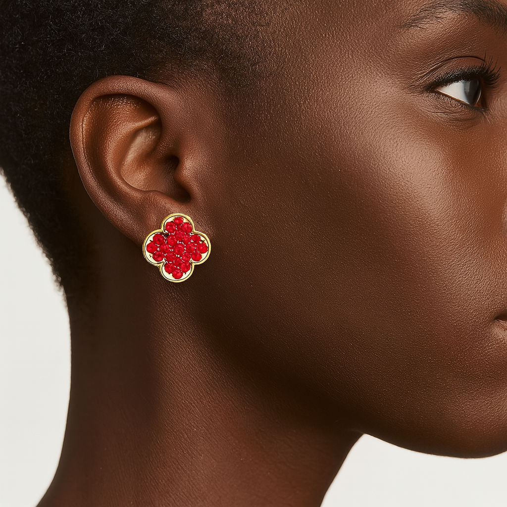 Delta Sigma Theta-Inspired Sorority Clover Stud Earrings