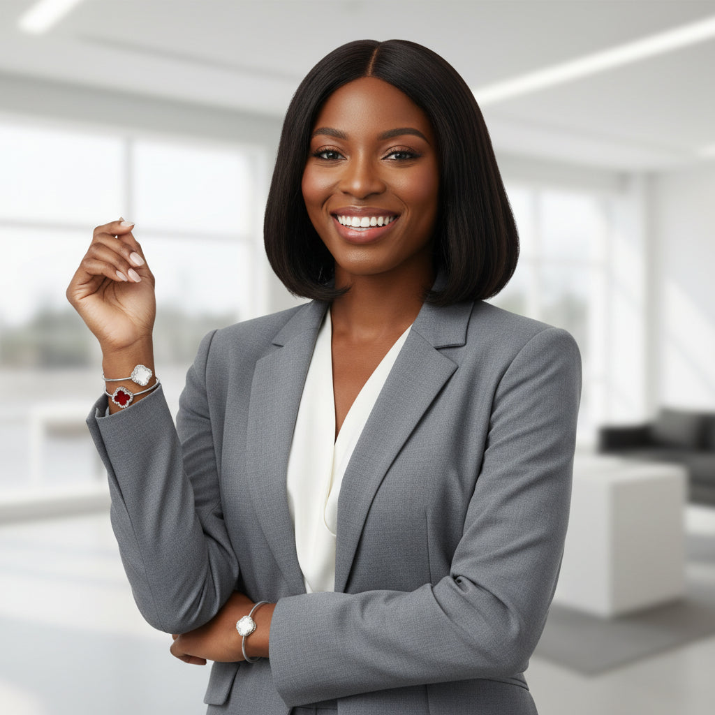 DST Sorority Red White Stone Clover Open Bangle