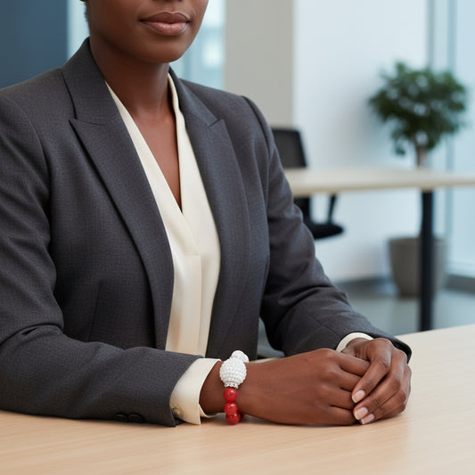 DST Sorority Red White Pearl Glass Bead Bracelet