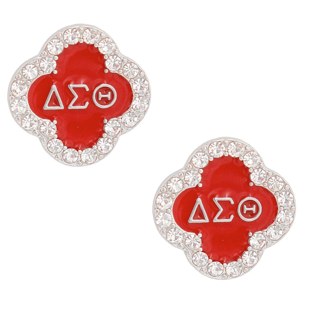 Delta Sigma Theta Red Clover Stud Earrings
