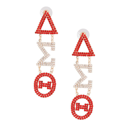 Delta Sigma Theta Sorority Red & Gold Drop Earrings