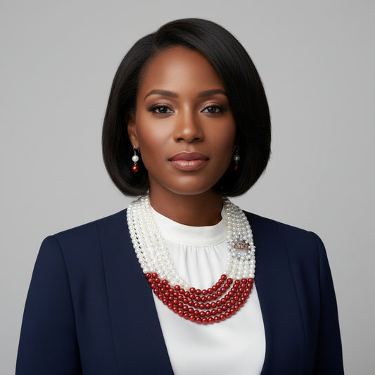 Mix Red White Pearl Delta Soror Necklace Set