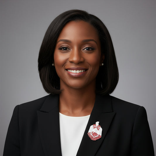 Red White Soror Delta Shield Brooch|2.45 x 1.65 inches