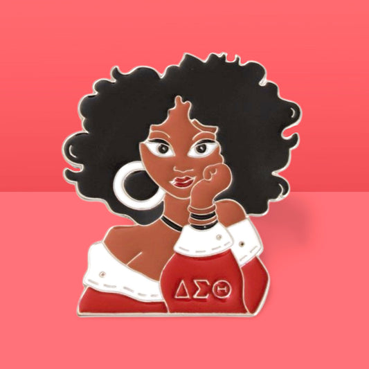 DST Red White Sorority Sisterhood Pin