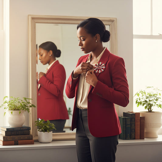 DST Brooch Red White Delta Pearl Pin for Women