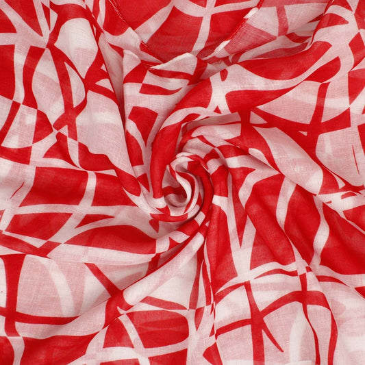 DST Sorority Red White ColorBlock Swirl Kimono