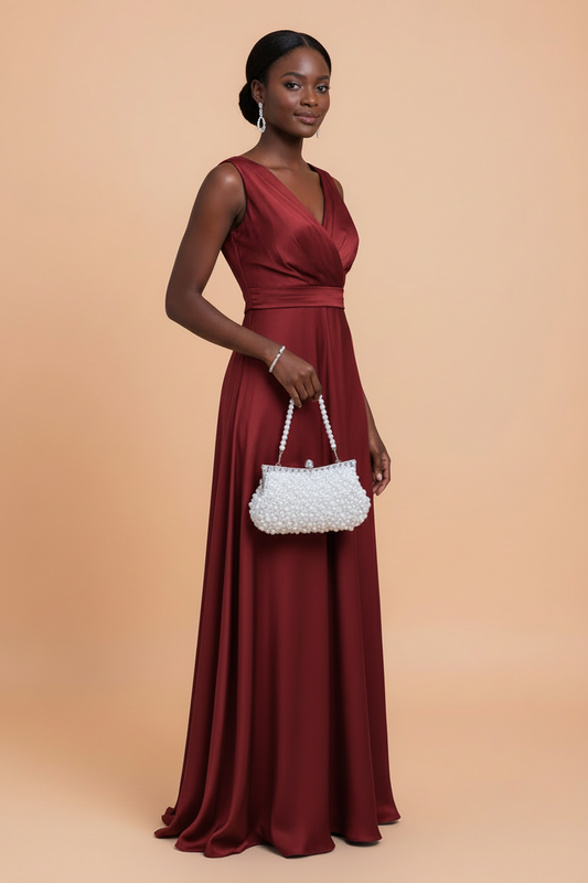 Hand Sewn Hollywood White Pearl Evening Bag