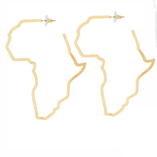 Hoop Modern Gold Africa Outline Earrings for Women