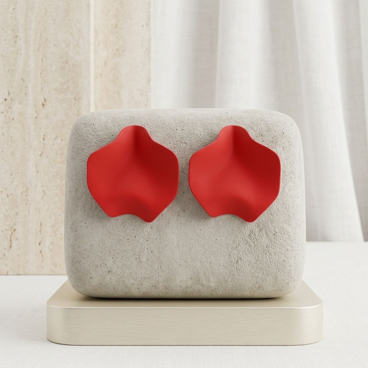Red Matte Coating Sculpted Stud Earrings