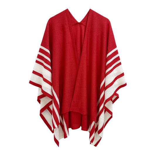 Ruana Red and White Stripe for Women