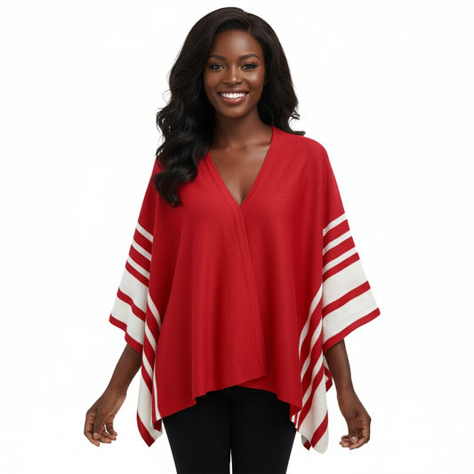 Ruana Red and White Stripe for Women