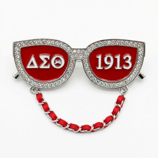 DST Red 1913 Sunglasses Rhinestone Brooch Pin