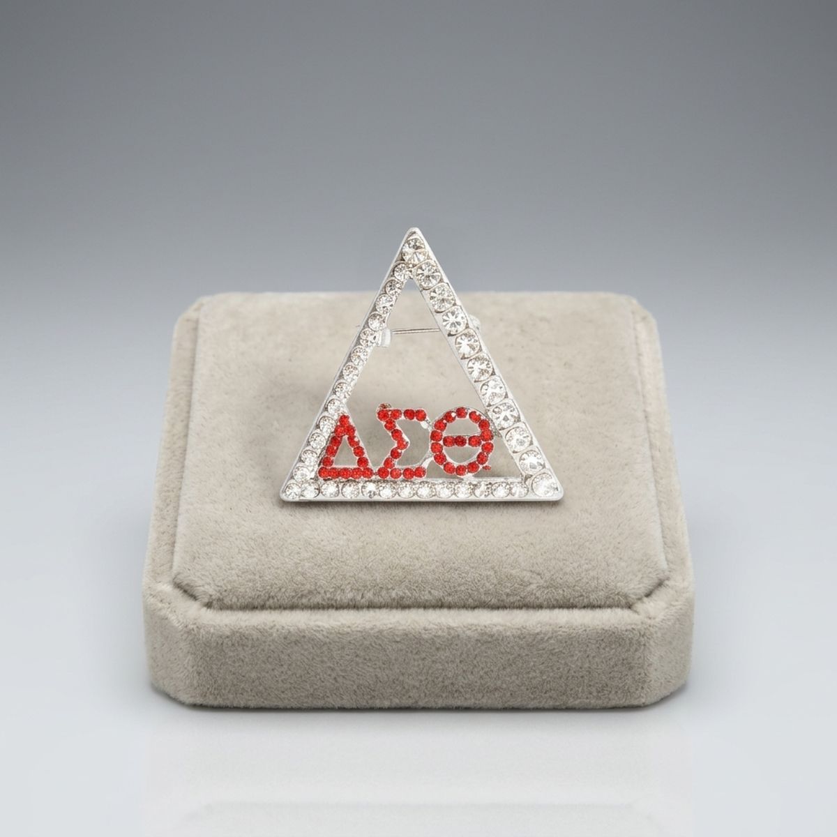 DST Delta Pyramid Greek Rhinestone Brooch Lapel Pin