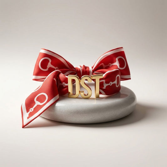 DST Gold Letter Red White Horsebit Scarf Bracelet
