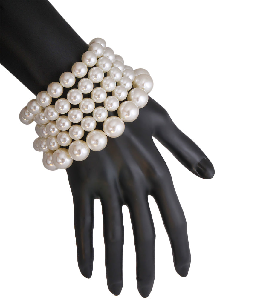 Cream Pearl Stretch Bracelet Set