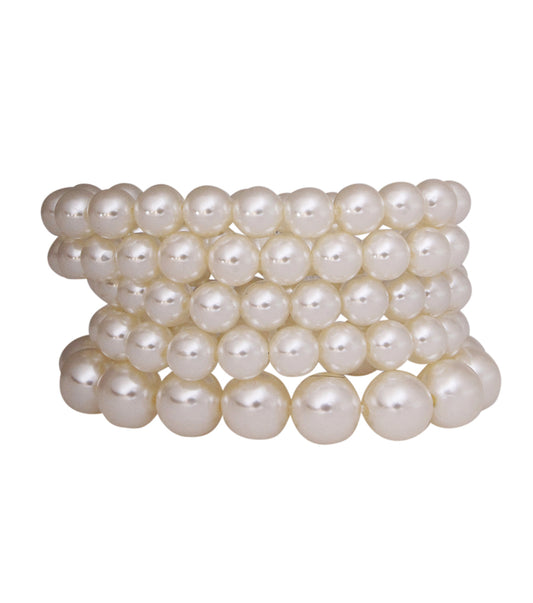 Cream Pearl Stretch Bracelet Set