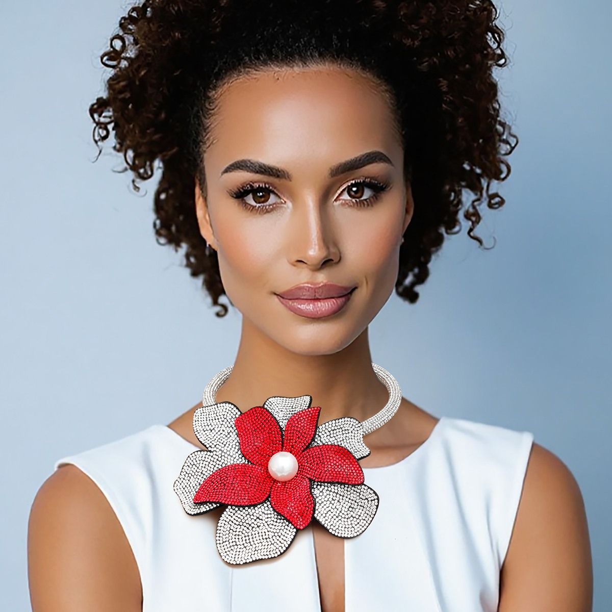 Handcrafted Brilliance Flower Choker Necklace