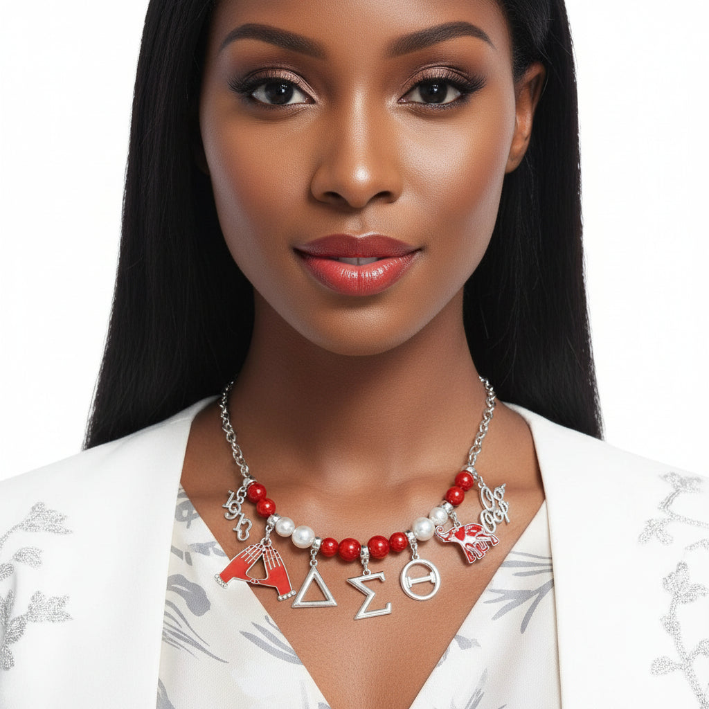 Red White Pearl DST Necklace