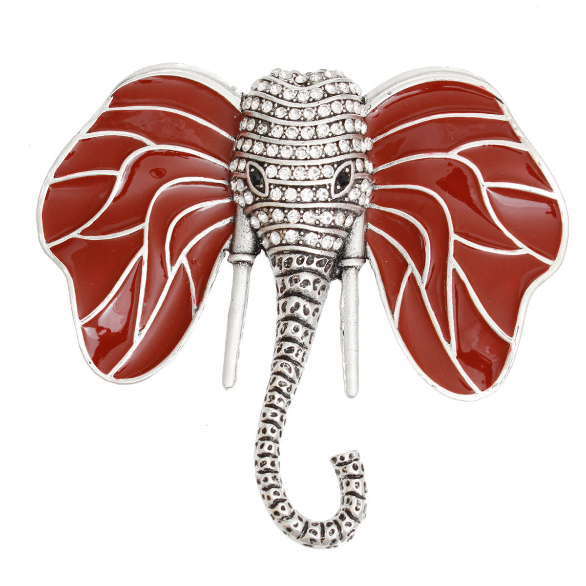 DST Elephant Head Clear Stone Pin Brooch