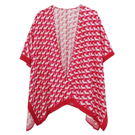 Delta Sigma Theta Inspired Red & White Block Print Kimono