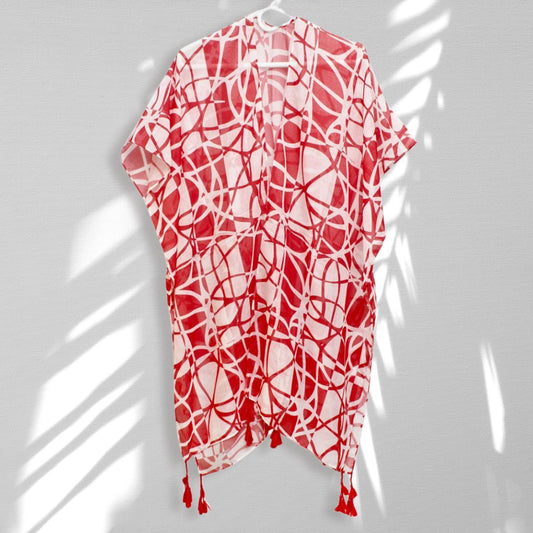 Delta Sigma Theta Inspired Red & White Kimono Shawl