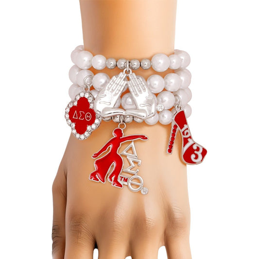 Updated DST White Pearl Charm Bracelets