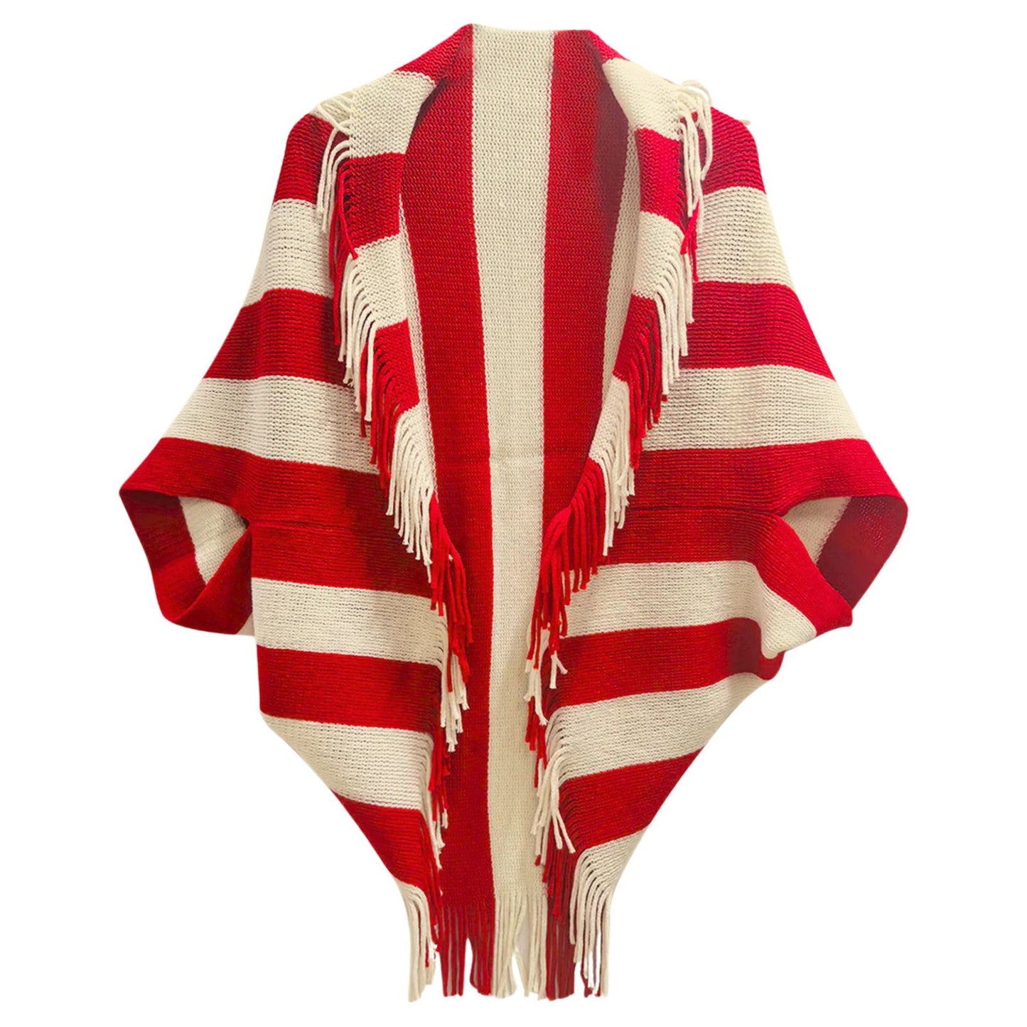 Stripe Fringe Cocoon Cardigan