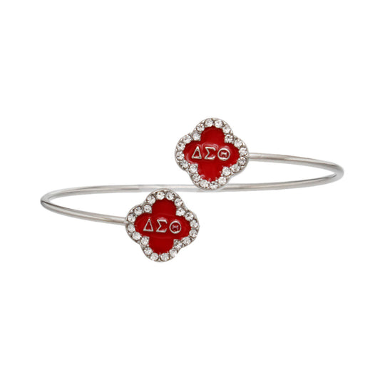 DST Sorority Rhinestone Red Clover Bracelet