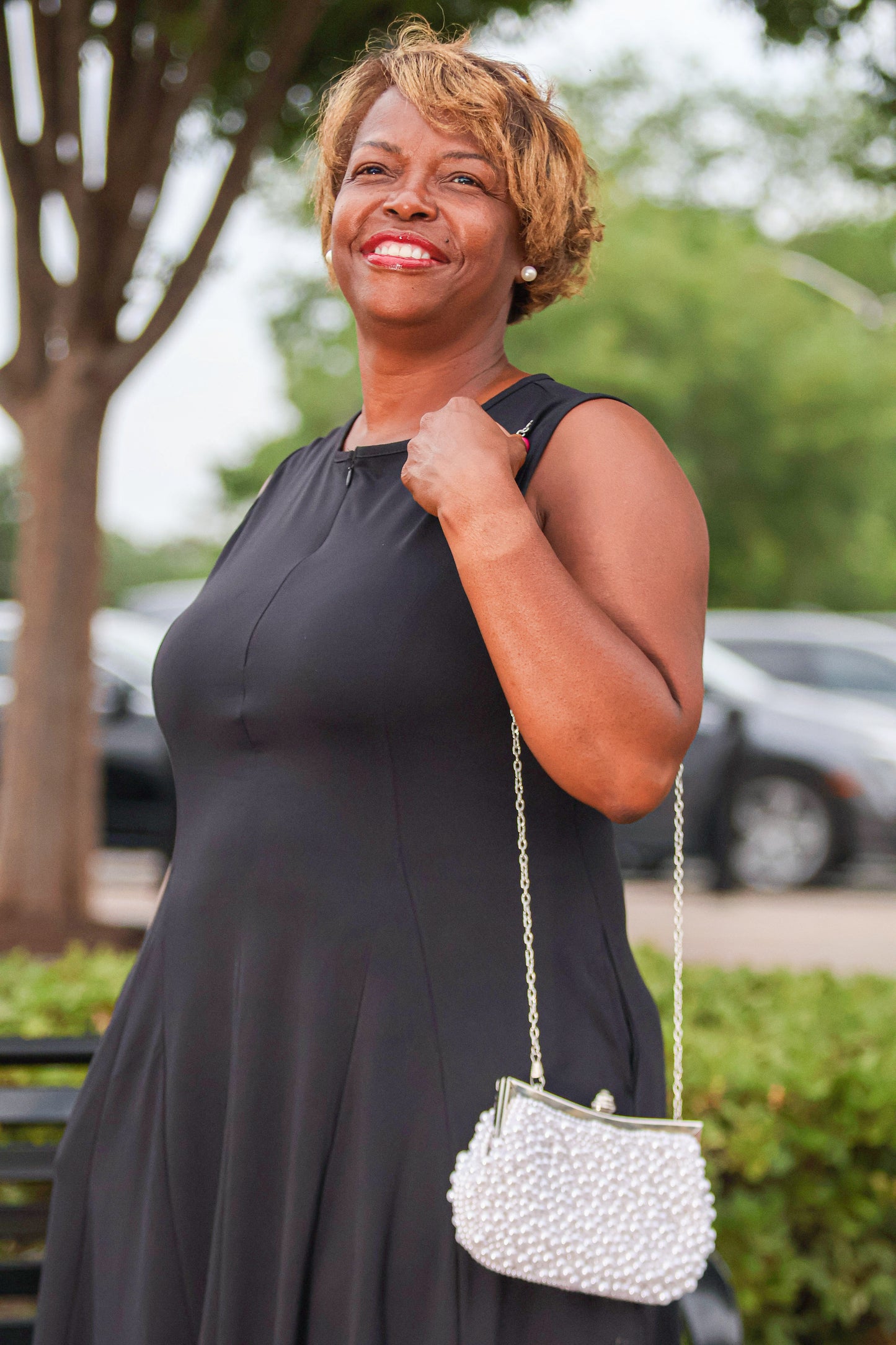 Hand Sewn Hollywood White Pearl Evening Bag