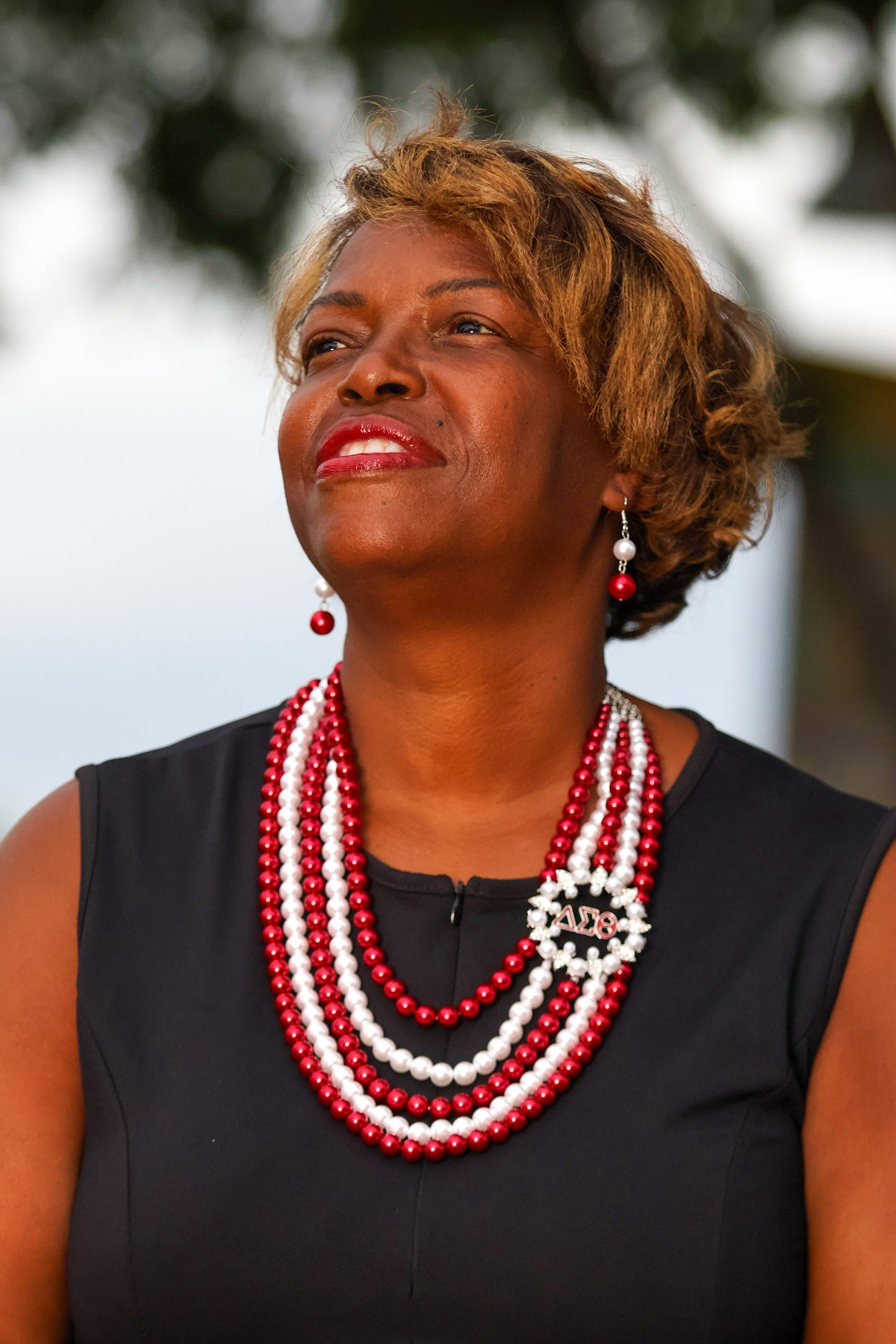 DST Sorority Red & White Pearl Statement Set