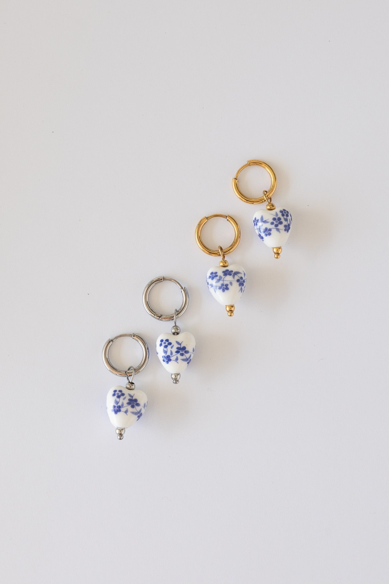 Bella Porcelain Charm Hoop Earrings - Blue