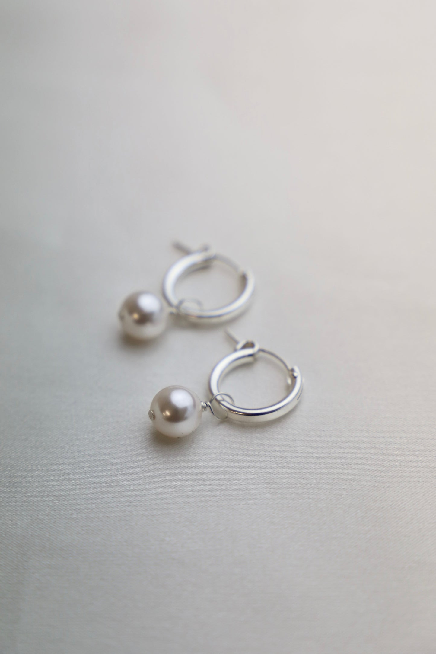 Dainty Pearl Hoop Earrings - Sterling Silver