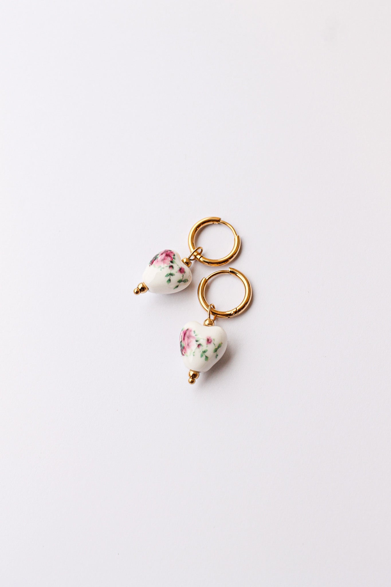 Bella Porcelain Charm Hoop Earrings - Rose