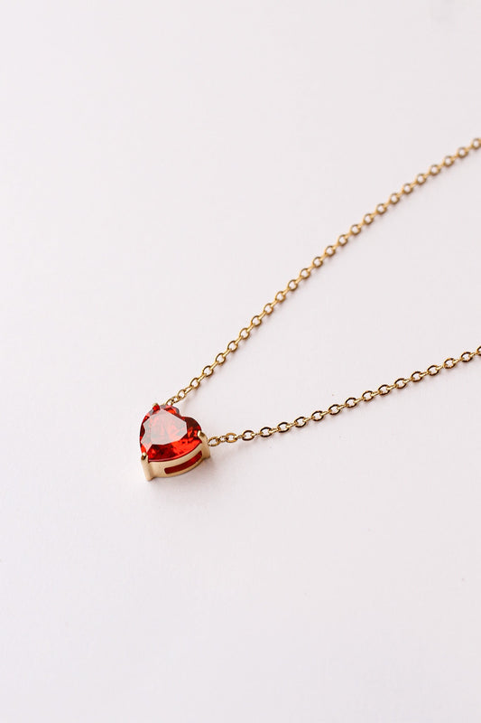 Dainty Red Heart Necklace