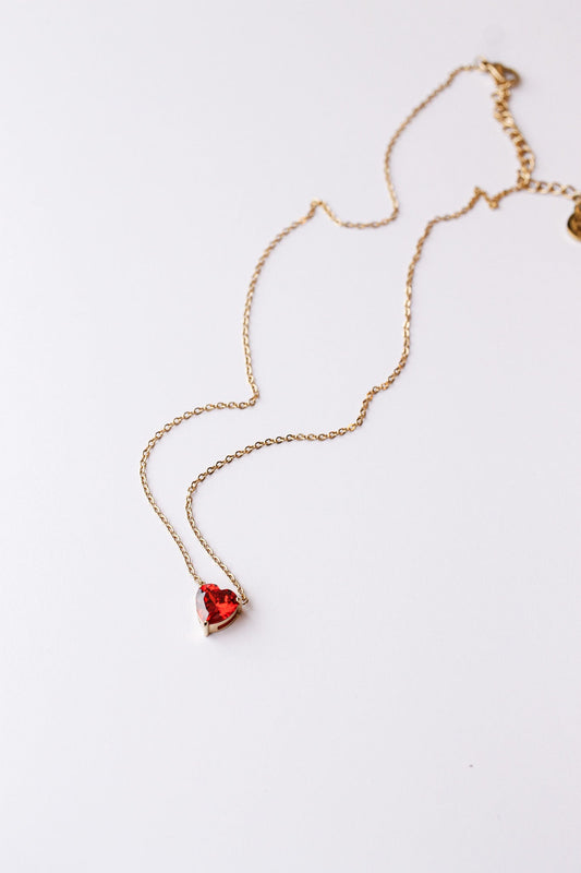 Dainty Red Heart Necklace