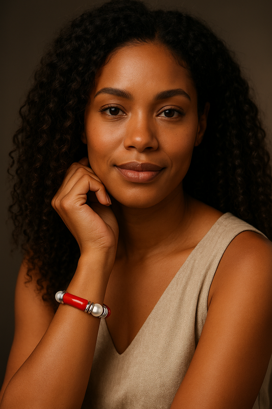 Delta Sigma Theta-Inspired Red Marbled Bracelet