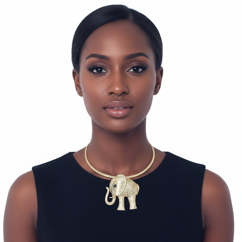 Burnished Gold Hammered Elephant Set