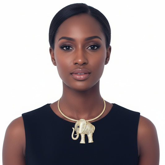 Burnished Gold Hammered Elephant Set