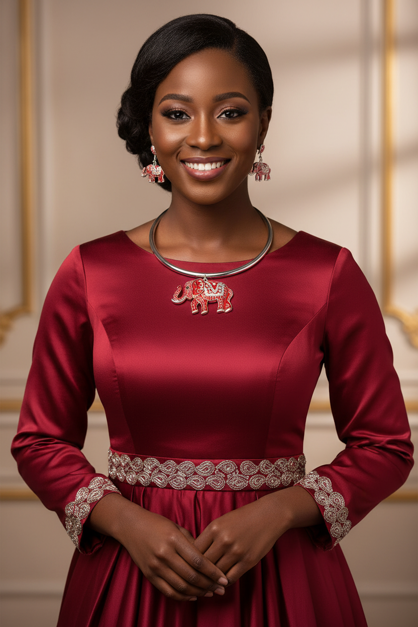 DST Red Tribal Elephant Choker Set