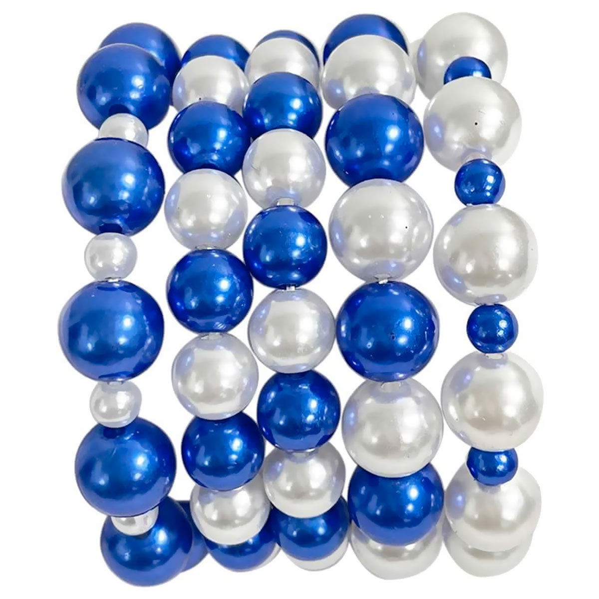 Azure Elegance: Blue and White Pearl Bracelet Set