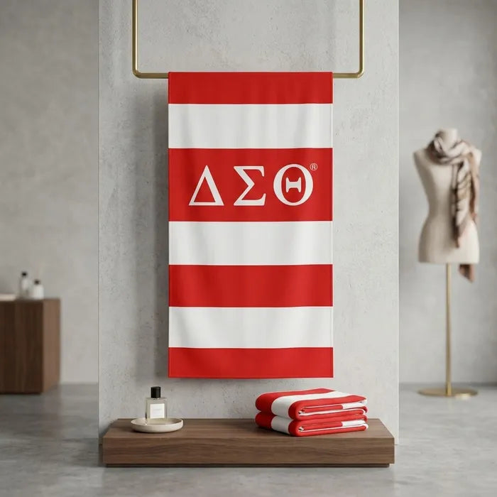 DST Red & White Microfiber Stripe Hand Towel